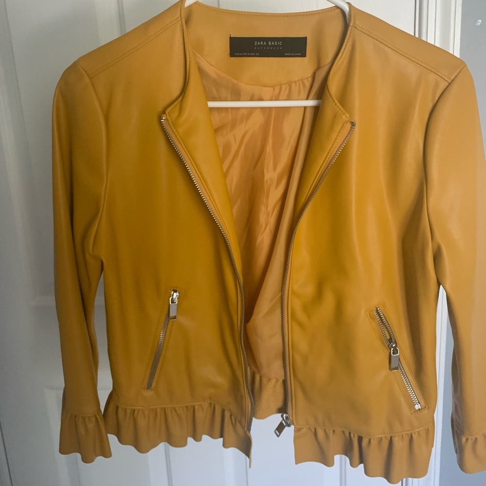 Zara Mustard faux leather jacket
